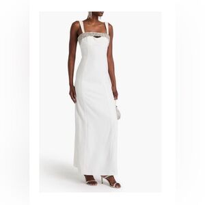 SIMKHAI Lennox crystal-embellished cutout crepe gown